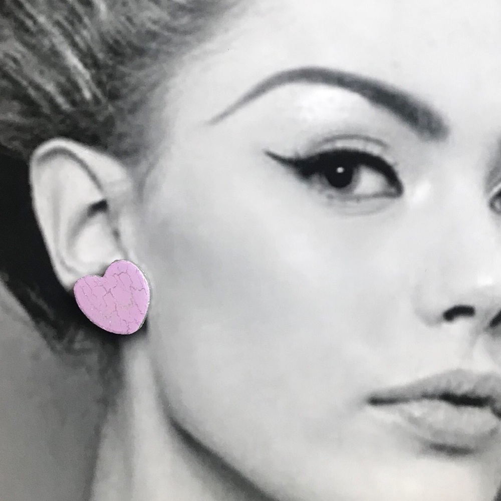Earrings Candy Hearts Hand Painted - Picture 2 of 5